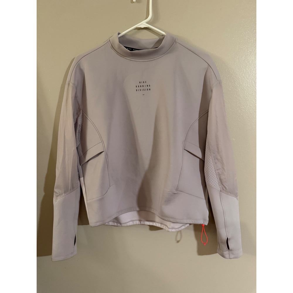 Nike Running Division Dri-FIT Top Lavender Grey Long Sleeve Thumbhole M